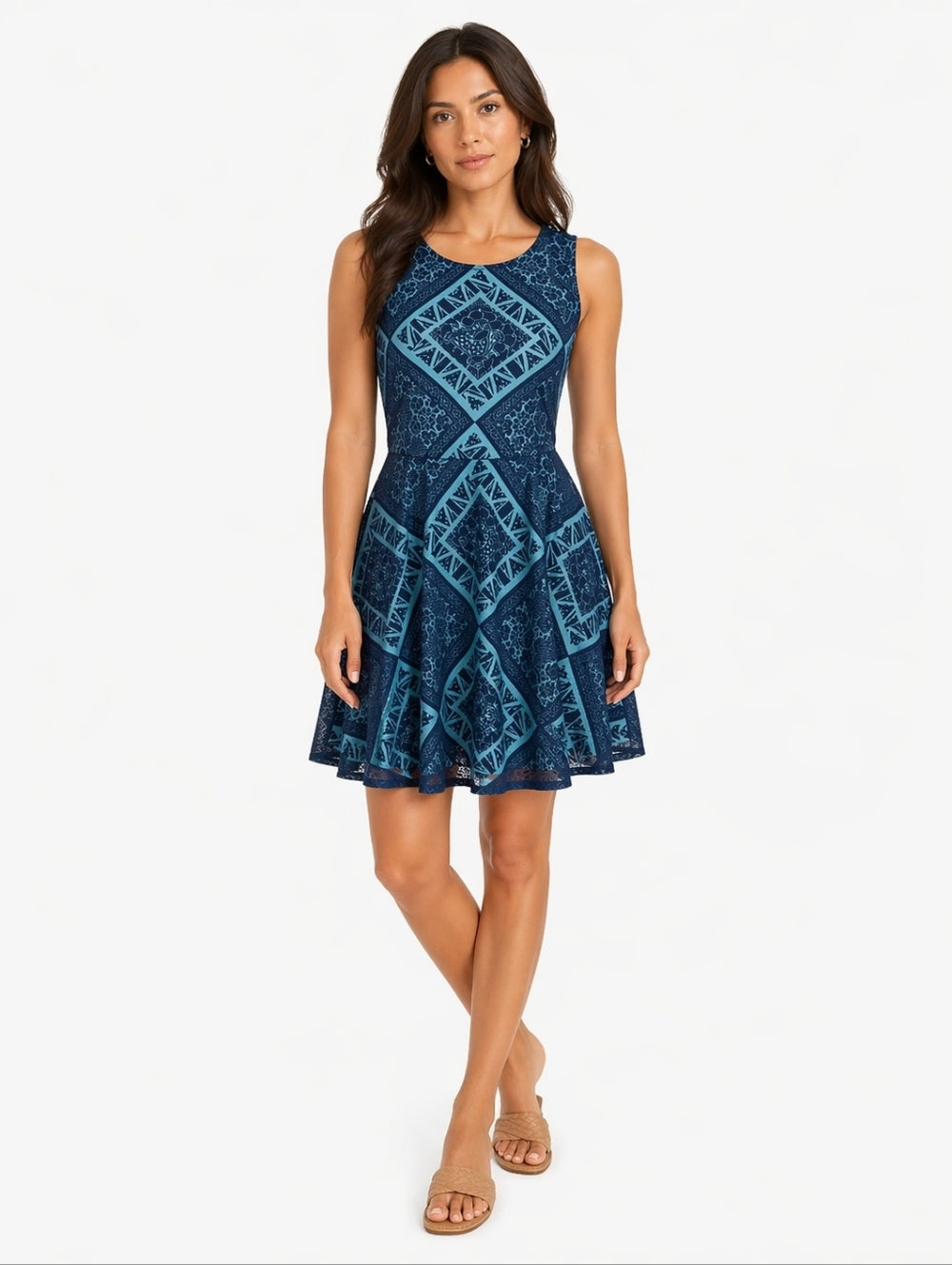 Xhilaration: Dark Blue, Baby Blue Mini Abstract Dress Size Small— Preloved