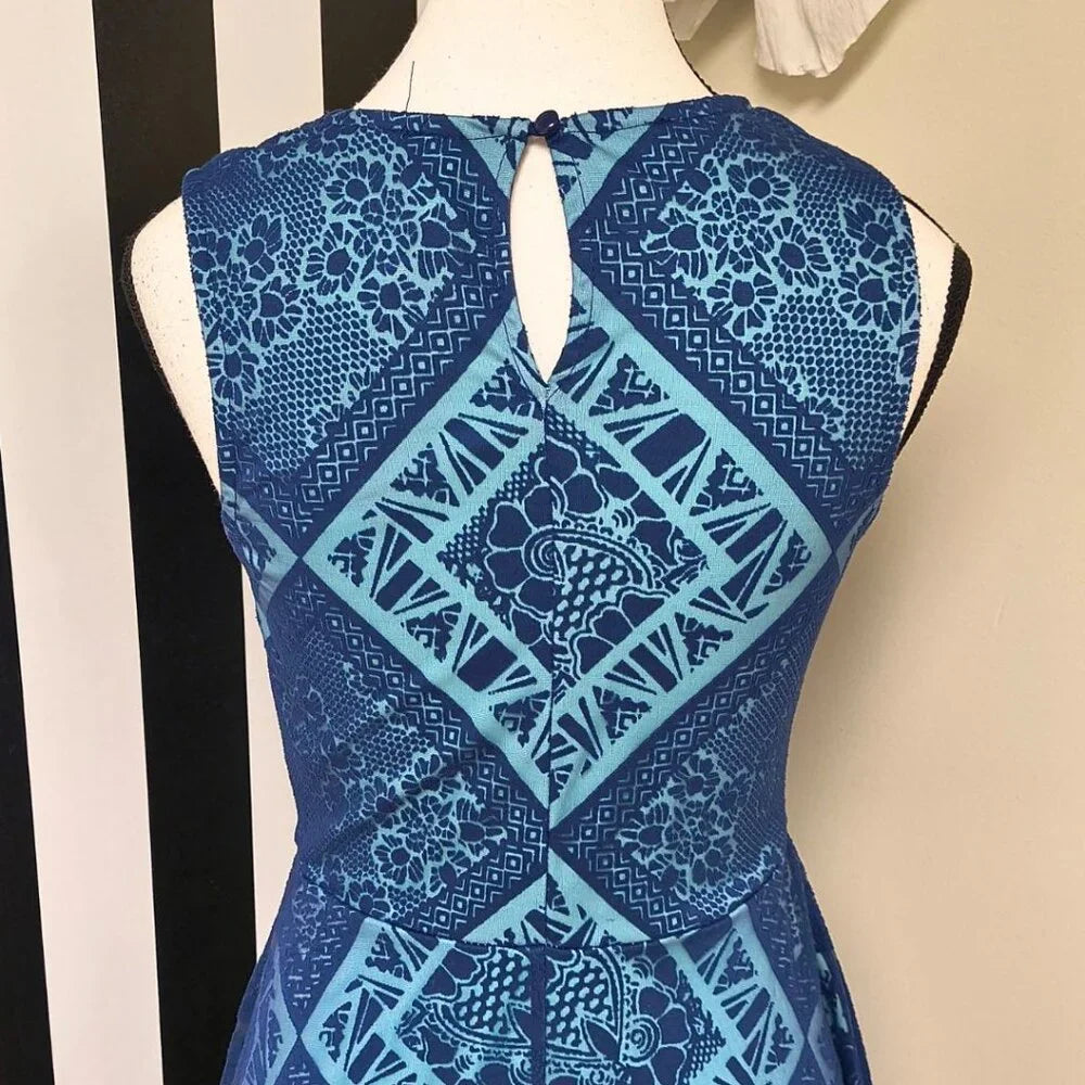 Xhilaration: Dark Blue, Baby Blue Mini Abstract Dress Size Small— Preloved