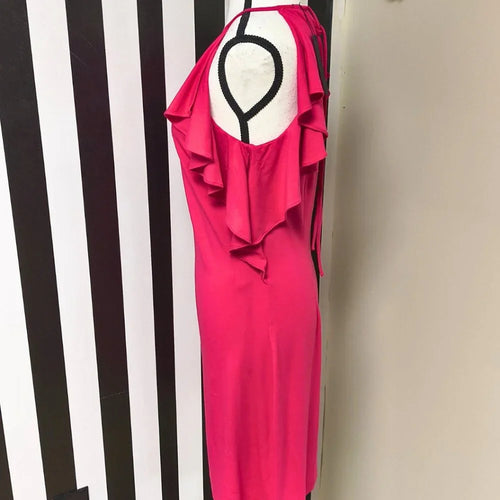 Ann Taylor Hot Pink Ruffled Sleeve Dress Size 2— Preloved
