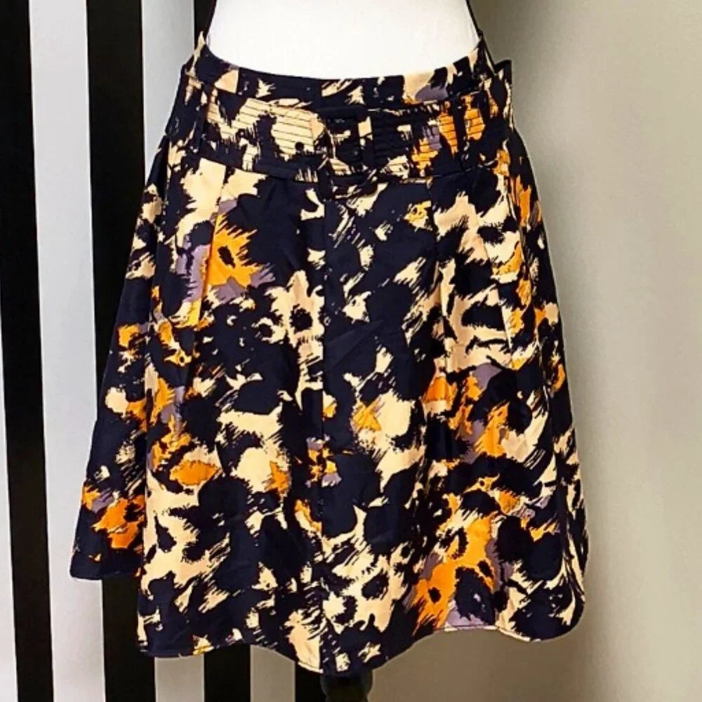 The Limited: Blue, Yellow, and Gold Belted Mini Skirt Size Medium— Preloved